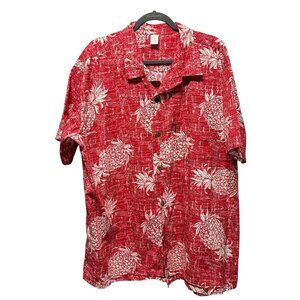 Palmwave Hawaii VTG men’s size 3XL cotton red pineapple print button front shirt